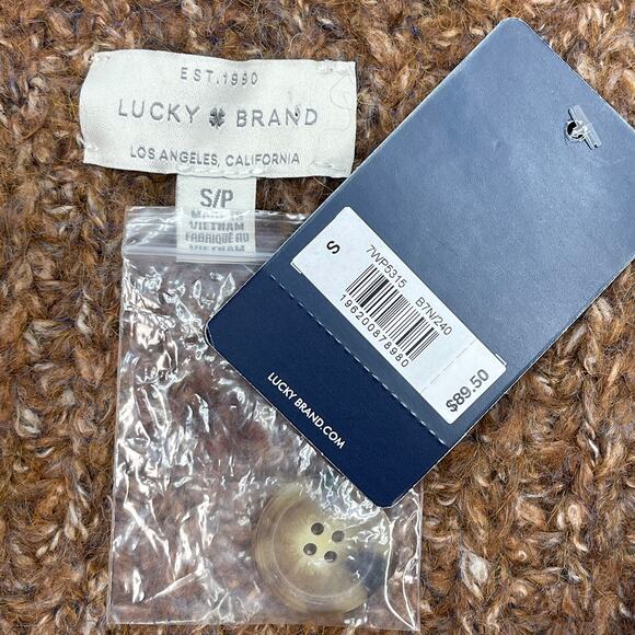 Lucky Brand Shaker Knit Raglan Cardigan Sz S New $90 Brown Button Front  Sweater - Picture 6 of 10